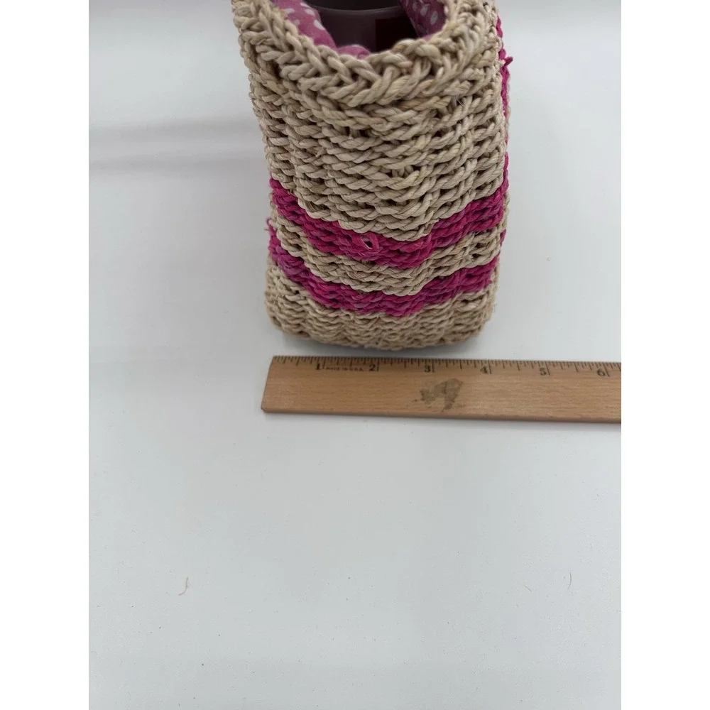 Tommy Hilfiger Straw Raffia Tote Bag TH Monogram Beach Resort Shoulder Bag Y2K